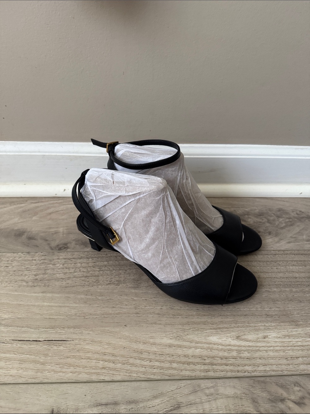 Vince Camuto Black Open-Toe Ankle-Strap Sandals